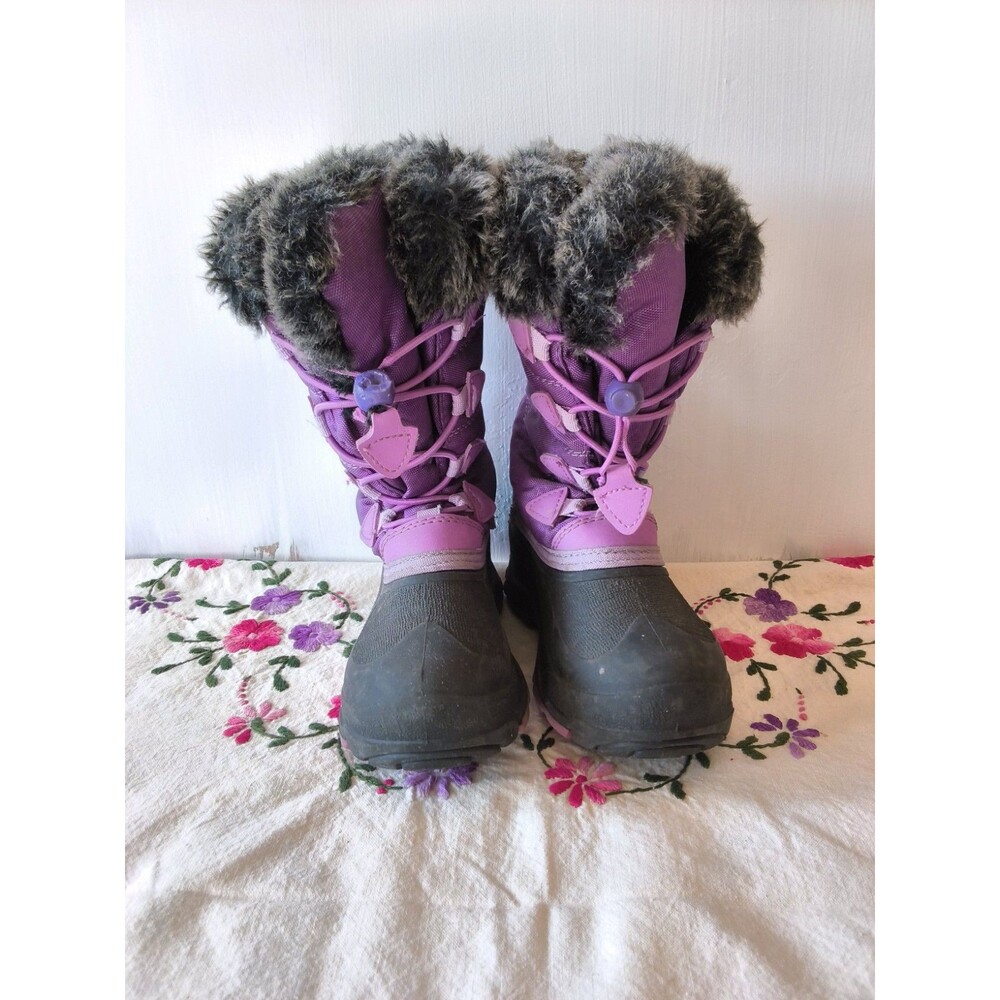 Kamik Snow Gypsy Insulated Snow Boots Girl's Size 12 Purple Pink Faux Fur Lined